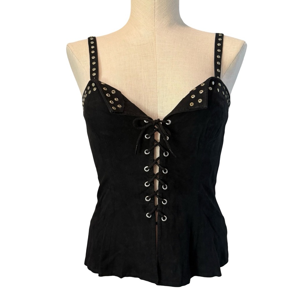 Suede Lace-Up Eyelet Women's Top